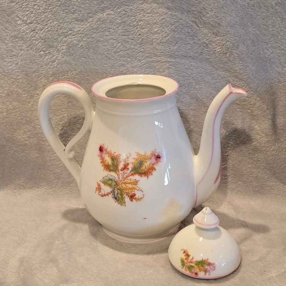 Vintage Haviland & Co Moss‎ Rose with Pink Trim Tea Pot